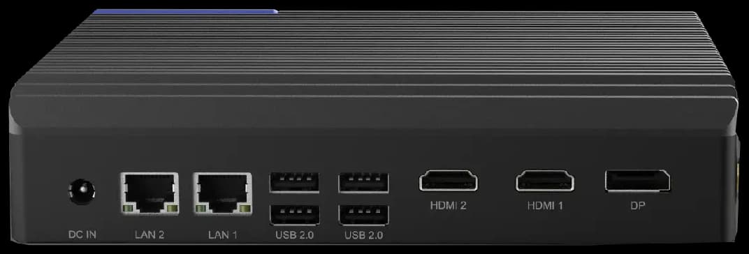 Медиаплеер CVP-530: питание, два порта Ethernet, четыре USB, два выхода HDMI и DisplayPort на задней панели