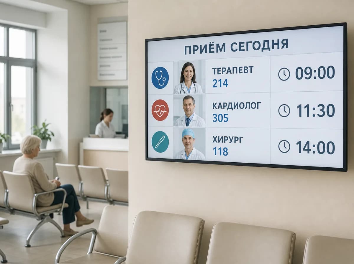 Экраны в клинике и медицинском центре